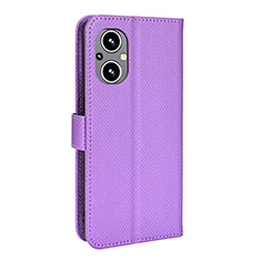 Leather Case Stands Flip Cover Holder BY1 for OnePlus Nord N20 5G Purple