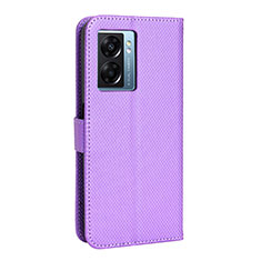 Leather Case Stands Flip Cover Holder BY1 for OnePlus Nord N300 5G Purple
