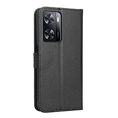 Leather Case Stands Flip Cover Holder BY1 for Oppo A57 4G Black