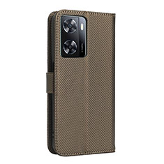 Leather Case Stands Flip Cover Holder BY1 for Oppo A57 4G Brown