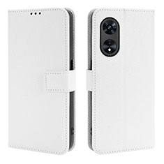 Leather Case Stands Flip Cover Holder BY1 for Oppo A58 4G White