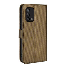 Leather Case Stands Flip Cover Holder BY1 for Oppo A74 4G Brown