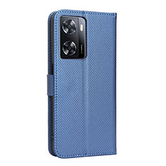 Leather Case Stands Flip Cover Holder BY1 for Oppo A77 4G Blue