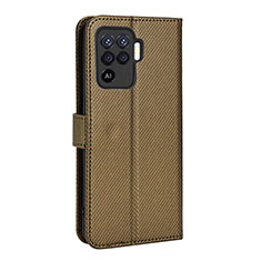 Leather Case Stands Flip Cover Holder BY1 for Oppo A94 4G Brown