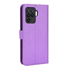 Leather Case Stands Flip Cover Holder BY1 for Oppo A94 4G Purple