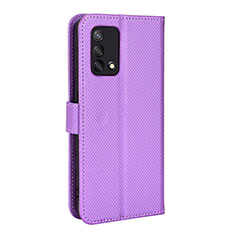 Leather Case Stands Flip Cover Holder BY1 for Oppo A95 4G Purple