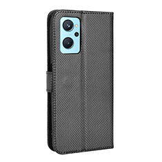 Leather Case Stands Flip Cover Holder BY1 for Oppo A96 4G Black