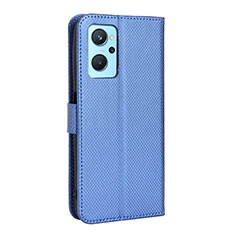 Leather Case Stands Flip Cover Holder BY1 for Oppo A96 4G Blue