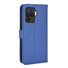 Leather Case Stands Flip Cover Holder BY1 for Oppo F19 Pro Blue