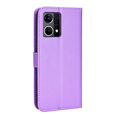 Leather Case Stands Flip Cover Holder BY1 for Oppo F21s Pro 4G Purple