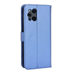 Leather Case Stands Flip Cover Holder BY1 for Oppo Find X3 5G Blue