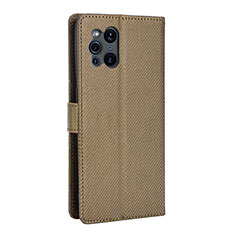 Leather Case Stands Flip Cover Holder BY1 for Oppo Find X3 5G Brown