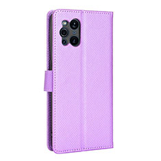 Leather Case Stands Flip Cover Holder BY1 for Oppo Find X3 5G Purple
