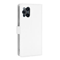 Leather Case Stands Flip Cover Holder BY1 for Oppo Find X3 5G White