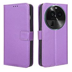 Leather Case Stands Flip Cover Holder BY1 for Oppo Find X6 5G Purple