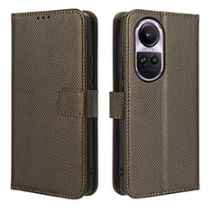 Leather Case Stands Flip Cover Holder BY1 for Oppo Reno10 5G Brown