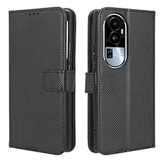 Leather Case Stands Flip Cover Holder BY1 for Oppo Reno10 Pro+ Plus 5G Black