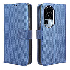 Leather Case Stands Flip Cover Holder BY1 for Oppo Reno10 Pro+ Plus 5G Blue