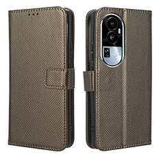 Leather Case Stands Flip Cover Holder BY1 for Oppo Reno10 Pro+ Plus 5G Brown