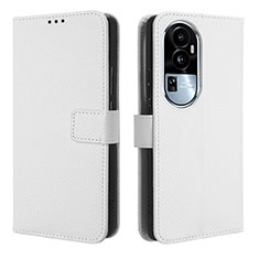 Leather Case Stands Flip Cover Holder BY1 for Oppo Reno10 Pro+ Plus 5G White