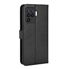 Leather Case Stands Flip Cover Holder BY1 for Oppo Reno5 Lite Black
