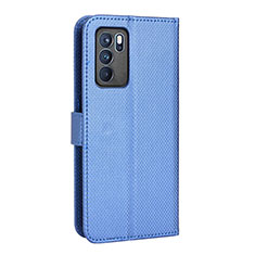Leather Case Stands Flip Cover Holder BY1 for Oppo Reno6 Pro 5G India Blue