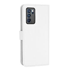 Leather Case Stands Flip Cover Holder BY1 for Oppo Reno6 Pro 5G India White