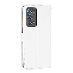 Leather Case Stands Flip Cover Holder BY1 for Oppo Reno6 Pro 5G White