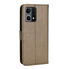Leather Case Stands Flip Cover Holder BY1 for Oppo Reno7 4G Brown