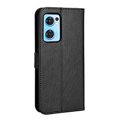 Leather Case Stands Flip Cover Holder BY1 for Oppo Reno7 5G Black