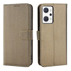 Leather Case Stands Flip Cover Holder BY1 for Oppo Reno7 A Brown