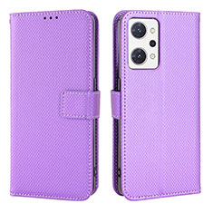Leather Case Stands Flip Cover Holder BY1 for Oppo Reno7 A Purple