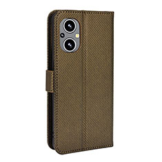 Leather Case Stands Flip Cover Holder BY1 for Oppo Reno7 Lite 5G Brown