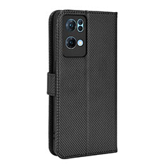 Leather Case Stands Flip Cover Holder BY1 for Oppo Reno7 Pro 5G Black