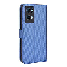Leather Case Stands Flip Cover Holder BY1 for Oppo Reno7 Pro 5G Blue