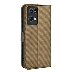 Leather Case Stands Flip Cover Holder BY1 for Oppo Reno7 Pro 5G Brown