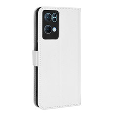 Leather Case Stands Flip Cover Holder BY1 for Oppo Reno7 Pro 5G White