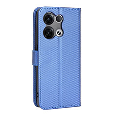 Leather Case Stands Flip Cover Holder BY1 for Oppo Reno8 5G Blue