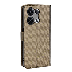 Leather Case Stands Flip Cover Holder BY1 for Oppo Reno8 5G Brown