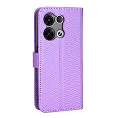 Leather Case Stands Flip Cover Holder BY1 for Oppo Reno8 5G Purple