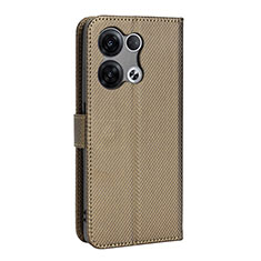 Leather Case Stands Flip Cover Holder BY1 for Oppo Reno8 Pro 5G Brown