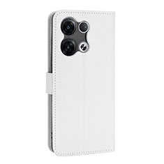 Leather Case Stands Flip Cover Holder BY1 for Oppo Reno8 Pro 5G White