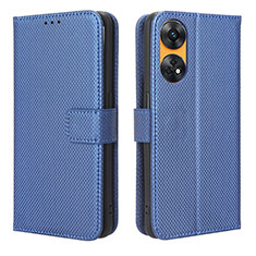 Leather Case Stands Flip Cover Holder BY1 for Oppo Reno8 T 4G Blue