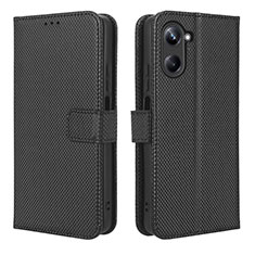 Leather Case Stands Flip Cover Holder BY1 for Realme 10 4G Black