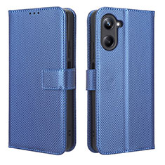 Leather Case Stands Flip Cover Holder BY1 for Realme 10 4G Blue