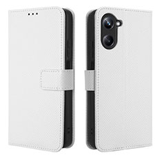 Leather Case Stands Flip Cover Holder BY1 for Realme 10 4G White