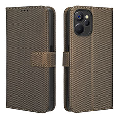 Leather Case Stands Flip Cover Holder BY1 for Realme 10 5G Brown