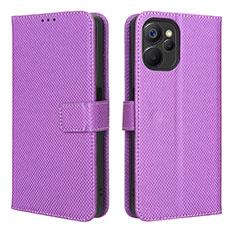 Leather Case Stands Flip Cover Holder BY1 for Realme 10 5G Purple