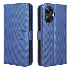 Leather Case Stands Flip Cover Holder BY1 for Realme 10 Pro+ Plus 5G Blue