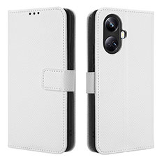 Leather Case Stands Flip Cover Holder BY1 for Realme 10 Pro+ Plus 5G White